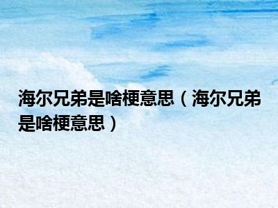 海尔兄弟是啥梗意思（海尔兄弟是啥梗意思）