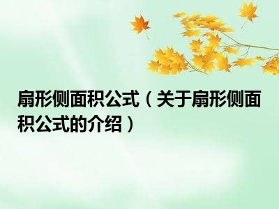 扇形侧面积公式（关于扇形侧面积公式的介绍）