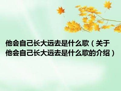 他会自己长大远去是什么歌（关于他会自己长大远去是什么歌的介绍）