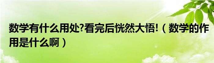 数学有什么用处 看完后恍然大悟!（数学的作用是什么啊）