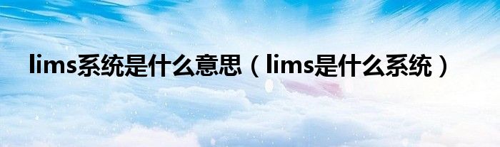 lims系统是什么意思（lims是什么系统）