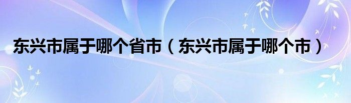 东兴市属于哪个省市（东兴市属于哪个市）