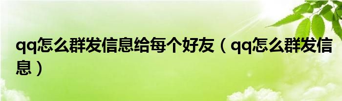 qq怎么群发信息给每个好友（qq怎么群发信息）