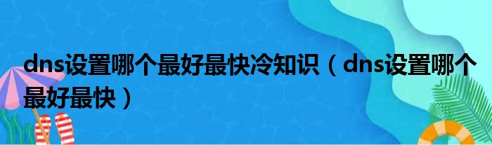 dns设置哪个最好最快冷知识（dns设置哪个最好最快）