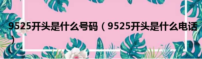 9525开头是什么号码（9525开头是什么电话）