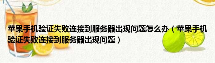 苹果手机验证失败连接到服务器出现问题怎么办（苹果手机验证失败连接到服务器出现问题）