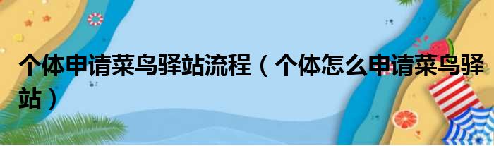 个体申请菜鸟驿站流程（个体怎么申请菜鸟驿站）