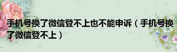 手机号换了微信登不上也不能申诉（手机号换了微信登不上）