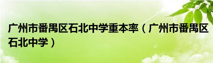 广州市番禺区石北中学重本率（广州市番禺区石北中学）