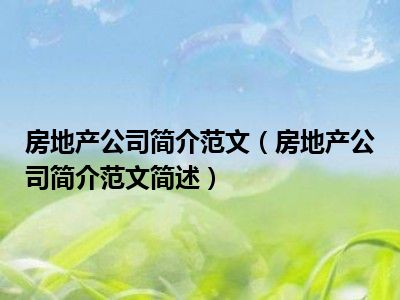 房地产公司简介范文（房地产公司简介范文简述）