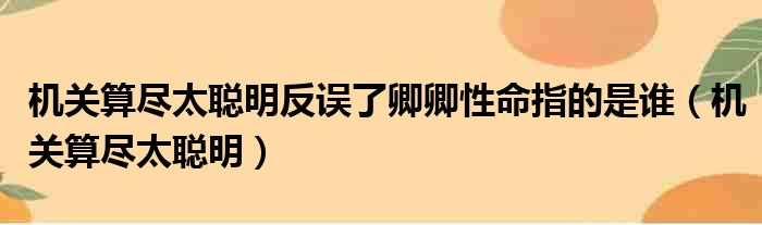 机关算尽太聪明反误了卿卿性命指的是谁（机关算尽太聪明）