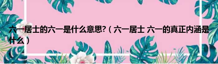 六一居士的六一是什么意思 （六一居士 六一的真正内涵是什么）