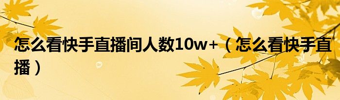 怎么看快手直播间人数10w+（怎么看快手直播）