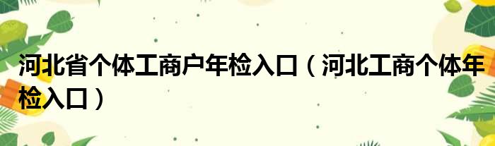 河北省个体工商户年检入口（河北工商个体年检入口）