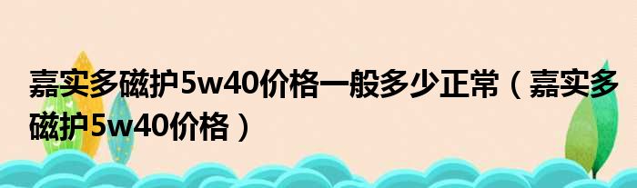 嘉实多磁护5w40价格一般多少正常（嘉实多磁护5w40价格）