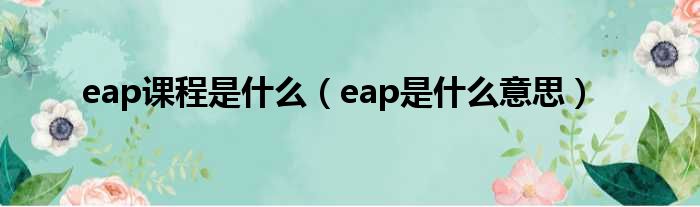 eap课程是什么（eap是什么意思）