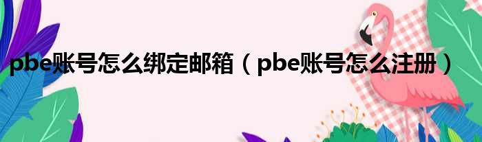 pbe账号怎么绑定邮箱（pbe账号怎么注册）