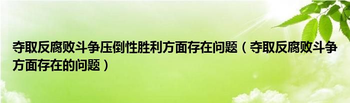 夺取反腐败斗争压倒性胜利方面存在问题（夺取反腐败斗争方面存在的问题）