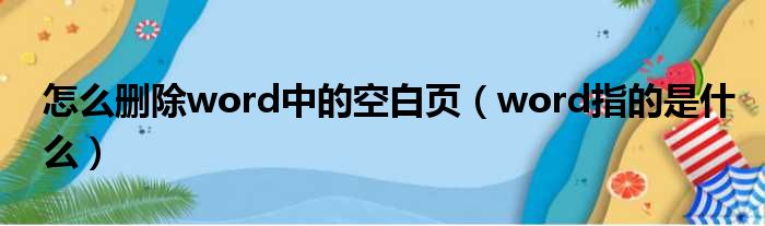 怎么删除word中的空白页（word指的是什么）