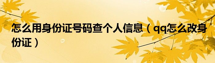 怎么用身份证号码查个人信息（qq怎么改身份证）