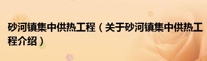  砂河镇集中供热工程（关于砂河镇集中供热工程介绍）