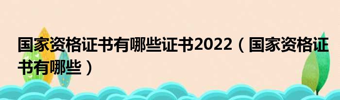 国家资格证书有哪些证书2022（国家资格证书有哪些）