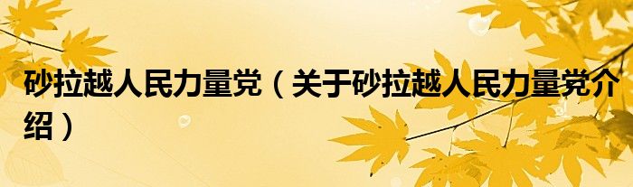  砂拉越人民力量党（关于砂拉越人民力量党介绍）