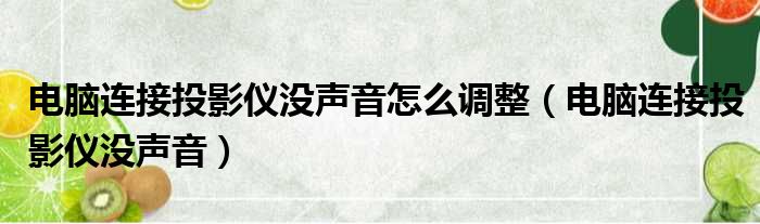 电脑连接投影仪没声音怎么调整（电脑连接投影仪没声音）