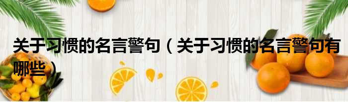 关于习惯的名言警句（关于习惯的名言警句有哪些）