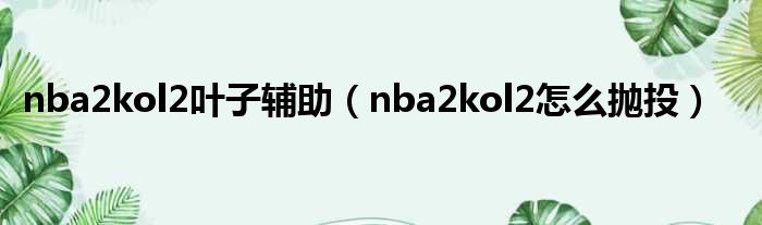 nba2kol2叶子辅助（nba2kol2怎么抛投）