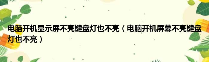 电脑开机显示屏不亮键盘灯也不亮（电脑开机屏幕不亮键盘灯也不亮）