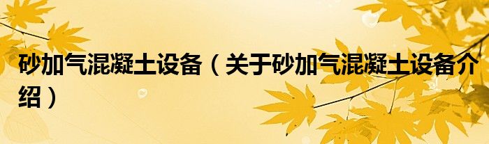  砂加气混凝土设备（关于砂加气混凝土设备介绍）