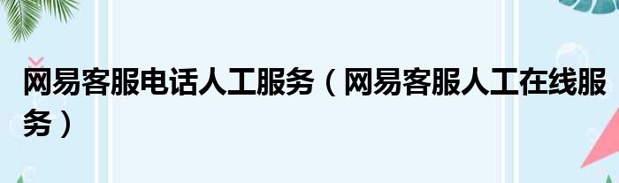 网易客服电话人工服务（网易客服人工在线服务）