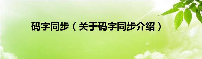  码字同步（关于码字同步介绍）