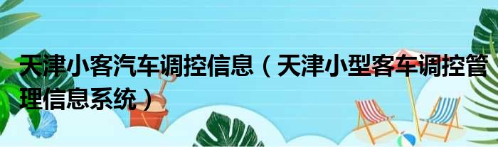 天津小客汽车调控信息（天津小型客车调控管理信息系统）