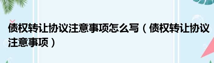 债权转让协议注意事项怎么写（债权转让协议注意事项）