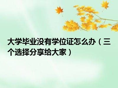 大学毕业没有学位证怎么办（三个选择分享给大家）