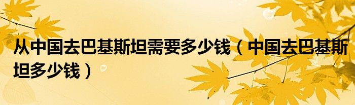 从中国去巴基斯坦需要多少钱（中国去巴基斯坦多少钱）