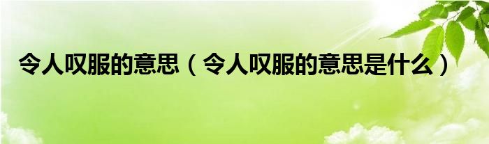 令人叹服的意思（令人叹服的意思是什么）