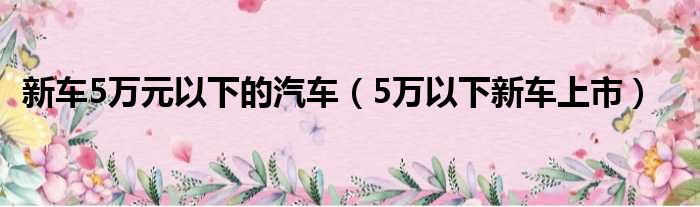 新车5万元以下的汽车（5万以下新车上市）