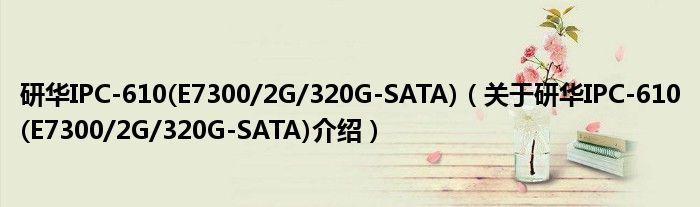  研华IPC-610(E7300/2G/320G-SATA)（关于研华IPC-610(E7300/2G/320G-SATA)介绍）