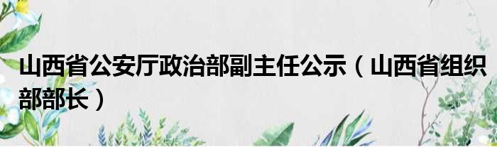 山西省公安厅政治部副主任公示（山西省组织部部长）