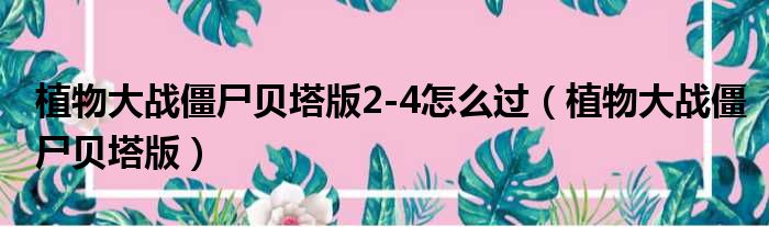 植物大战僵尸贝塔版2-4怎么过（植物大战僵尸贝塔版）