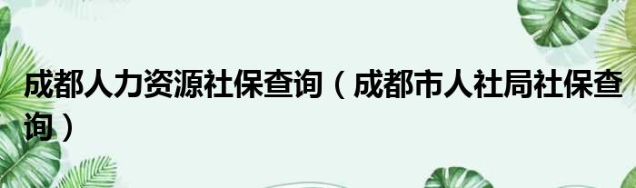 成都人力资源社保查询（成都市人社局社保查询）
