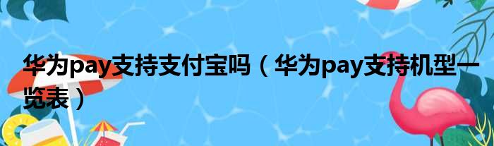 华为pay支持支付宝吗（华为pay支持机型一览表）