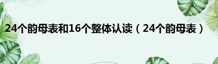 24个韵母表和16个整体认读（24个韵母表）