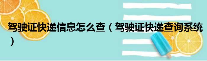 驾驶证快递信息怎么查（驾驶证快递查询系统）