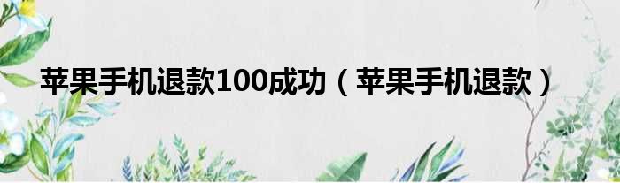 苹果手机退款100成功（苹果手机退款）