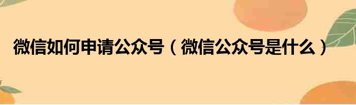 微信如何申请公众号（微信公众号是什么）