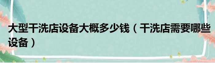 大型干洗店设备大概多少钱（干洗店需要哪些设备）